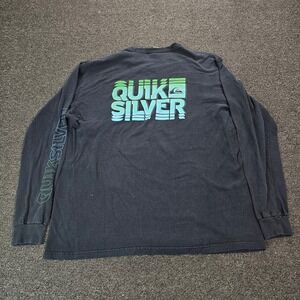 Vintage Quiksilver Shirt Mens XL Long Sleeve Spellout Graphic Double Sided Surf